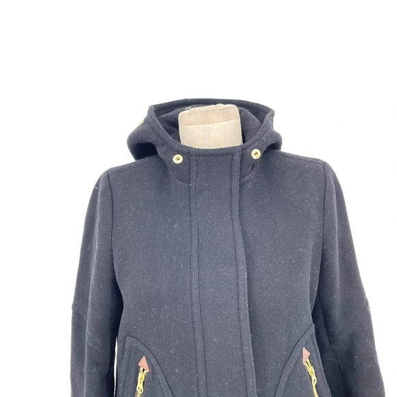 J. Crew Chateau Parka Jacket in Italian Stadium-Cloth Wool Black Size 4 - Picture 3 of 10
